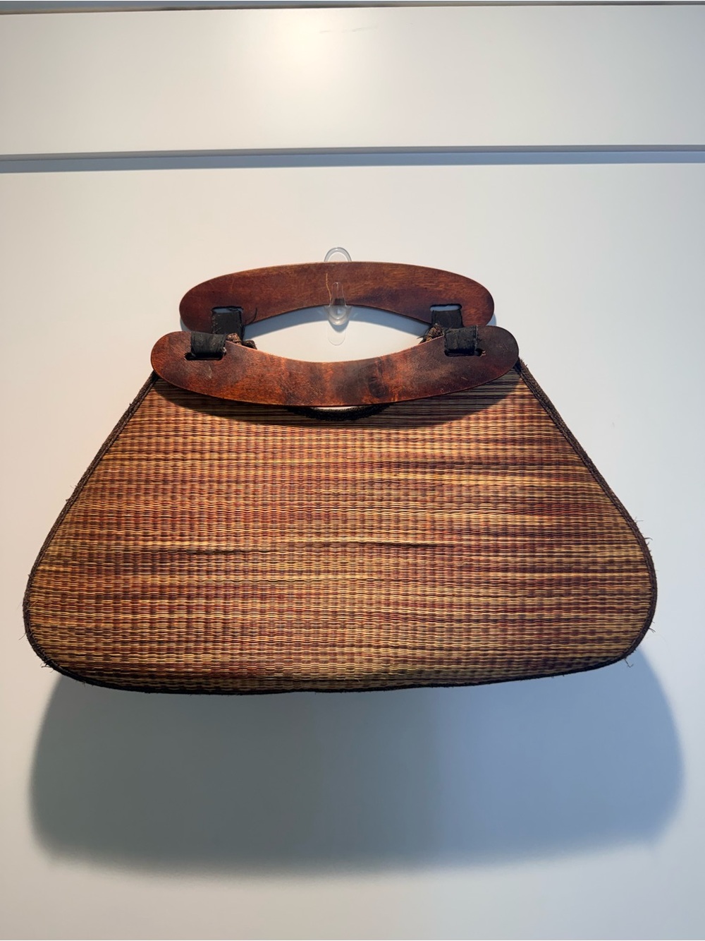 Woven Straw Top-Handle Bag in Brown - Picture 1 of 4